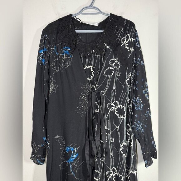 Zara Printed Wrap Lace Midi Dress Limited Edition Easter Size Small - Picture 4 of 11